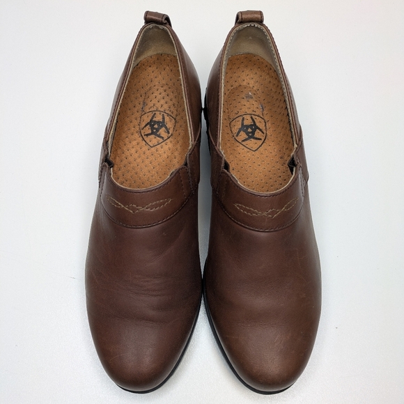 Ariat Brown Leather Slip On Loafers Clogs Comfort Western Women's Size 8 - Picture 4 of 9